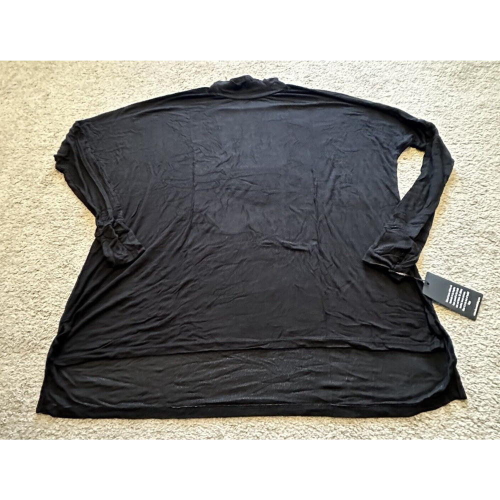 Michael Lauren Women Small Blouse Harry Long Sleeve Tee Mock Neck Black New